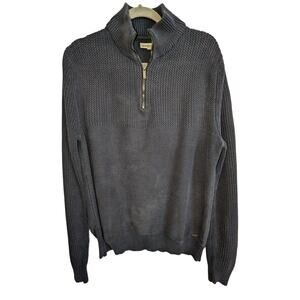 Calvin Klein Jeans Men's Gray 1/4 Zip Pullover Sweater Size Large Cotton Acrylic